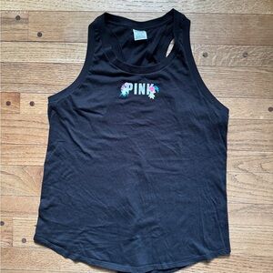 Black Tank Top with Pink Logo